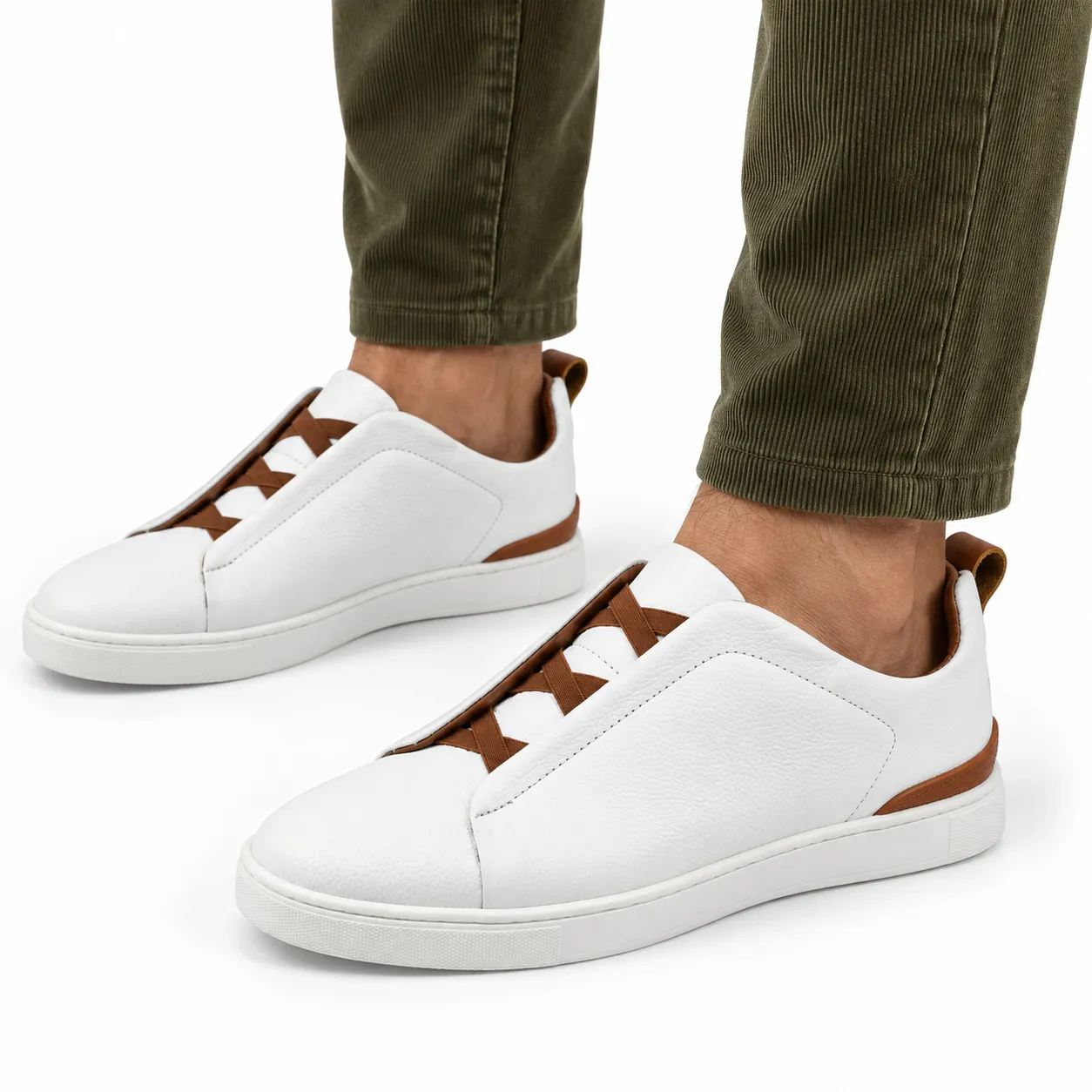 Basket espadrille pour homme  060 blanc cuir  